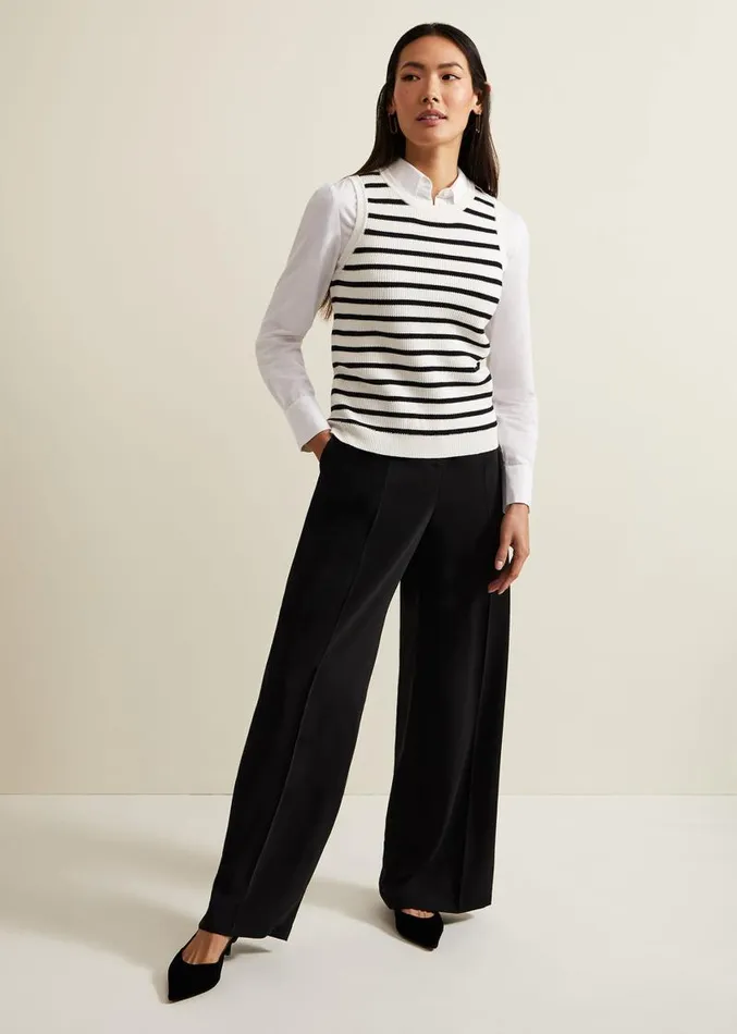 Chloe Stripe Vest Ivorynavy Women Phase Eight Tops and TShirts