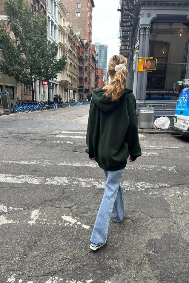 Christy Hoodie Dark Green Women Brandy Melville Sweatpants and Sweatshirts