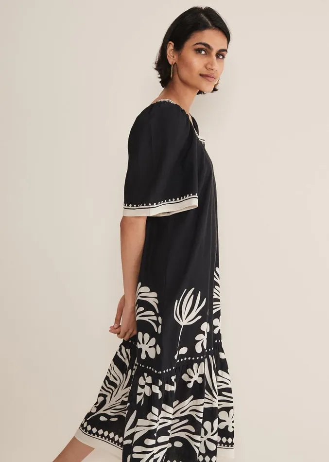 Claria Linen Midi Dress Blackivory Women Phase Eight Dresses