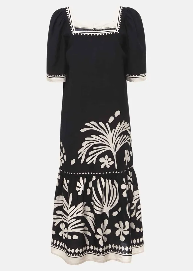 Claria Linen Midi Dress Blackivory Women Phase Eight Dresses