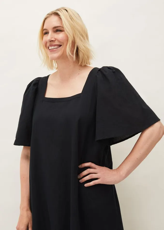 Claria Linen Midi Dress Black Women Phase Eight Dresses