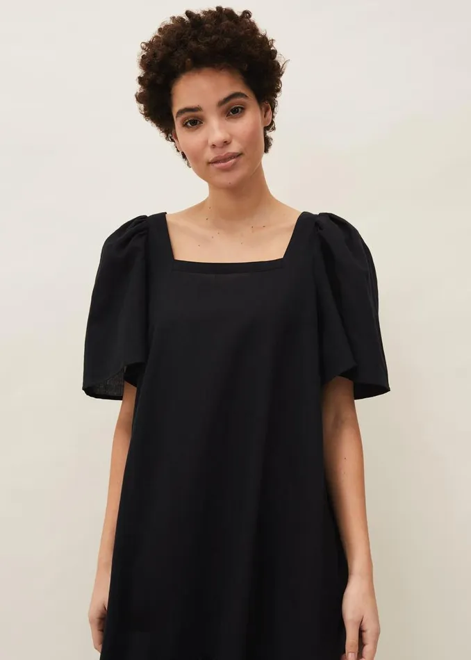 Claria Linen Midi Dress Black Women Phase Eight Dresses