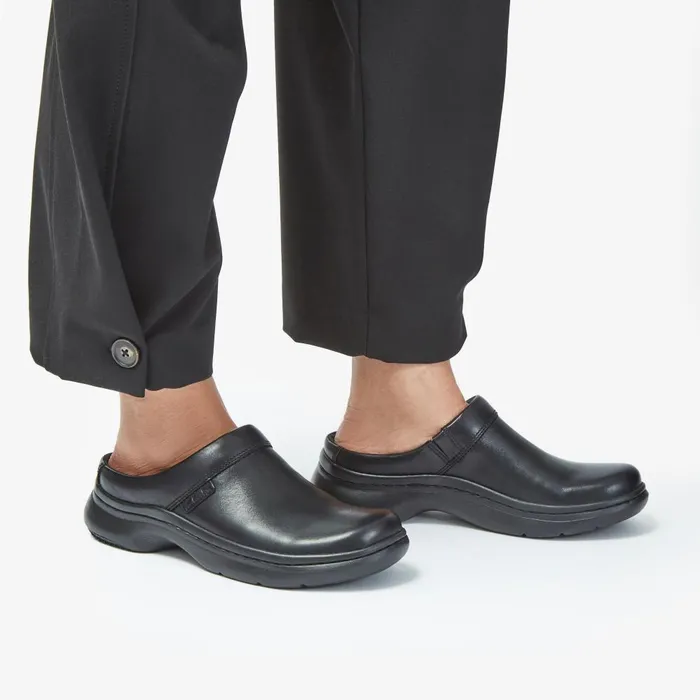 Clarks Pro Clog Black Leather Women Clarks Clogs and Mules
