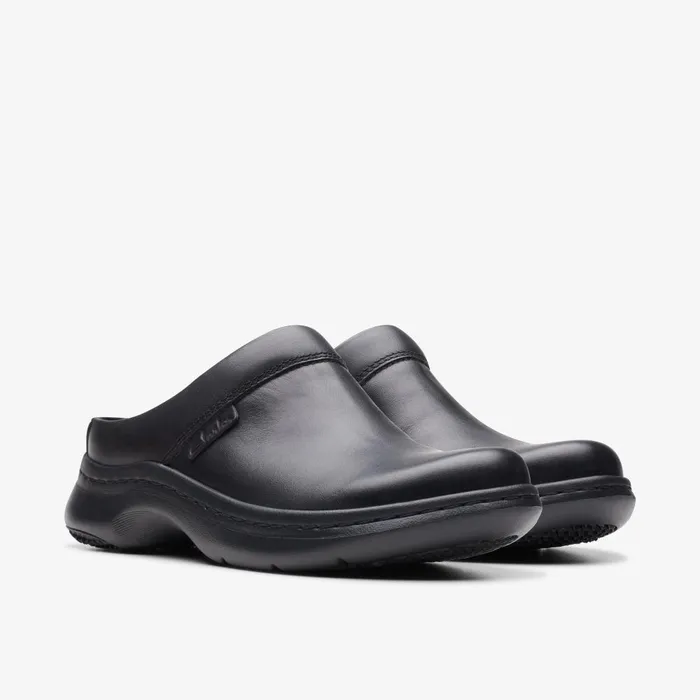 Clarks Pro Clog Black Leather Women Clarks Clogs and Mules