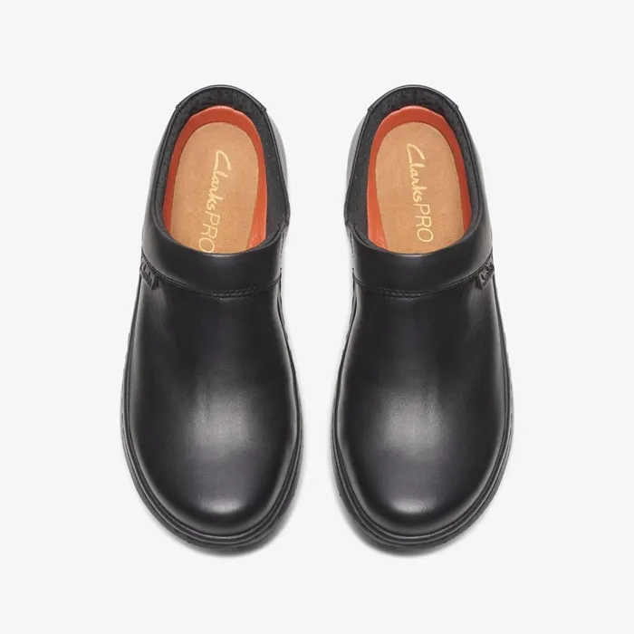 Clarks Pro Clog Black Leather Women Clarks Clogs and Mules