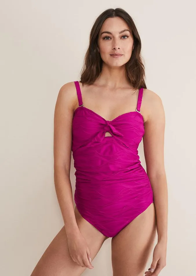 Claudia Textured Swimsuit Magenta Women Phase Eight Swimwear