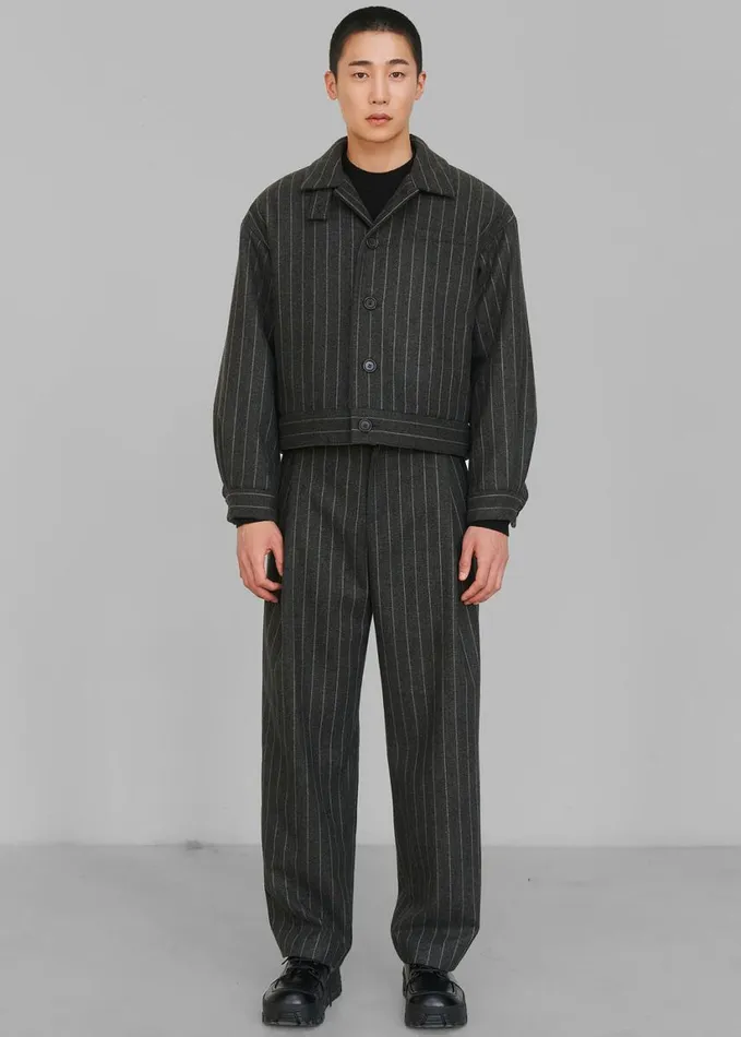 Clothing Men The Frankie Shop Amomento Wool Stripe Martin Pants 8211 Grey