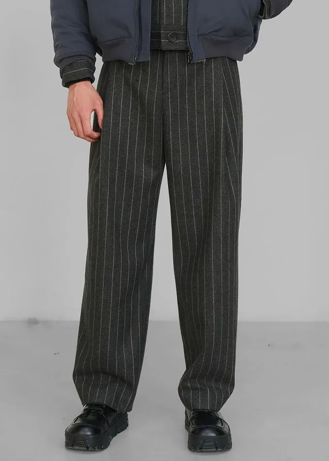 Clothing Men The Frankie Shop Amomento Wool Stripe Martin Pants 8211 Grey