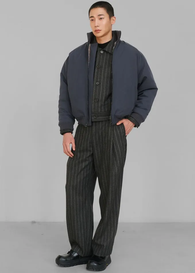 Clothing Men The Frankie Shop Amomento Wool Stripe Martin Pants 8211 Grey