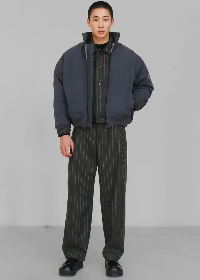 Clothing Men The Frankie Shop Amomento Wool Stripe Martin Pants 8211 Grey