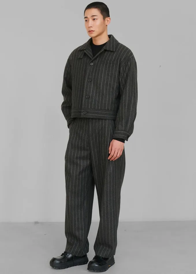 Clothing Men The Frankie Shop Amomento Wool Stripe Martin Pants 8211 Grey