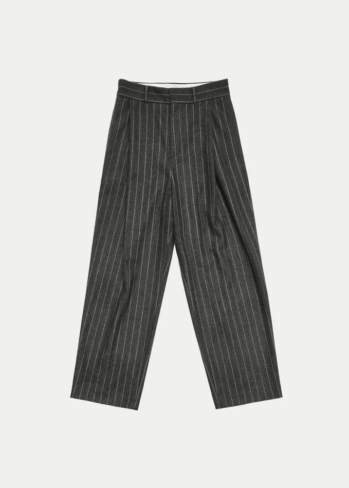 Clothing Men The Frankie Shop Amomento Wool Stripe Martin Pants 8211 Grey