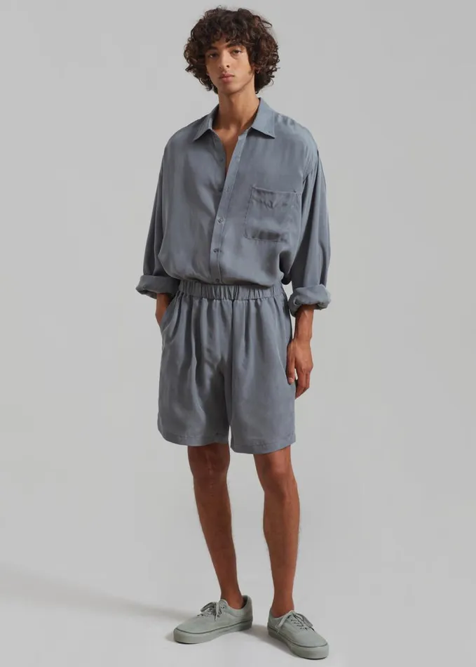 Clothing Men The Frankie Shop Leland Silky Boxer Shorts 8211 Charcoal