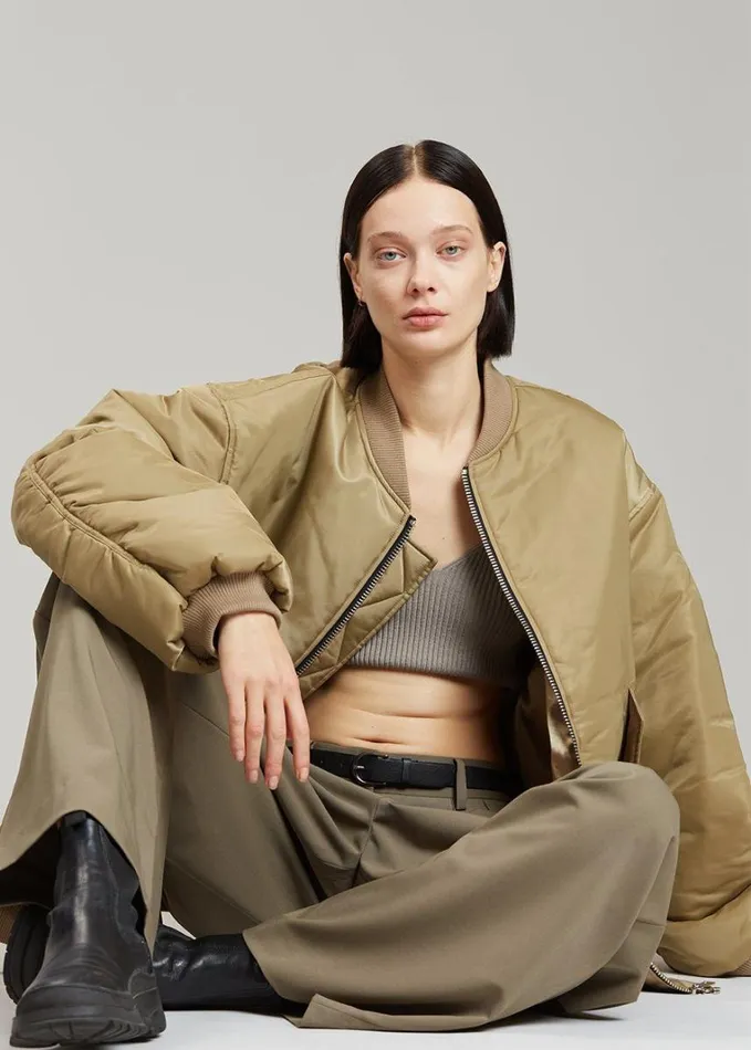 Clothing WomenMen The Frankie Shop Astra Bomber Jacket 8211 Olive