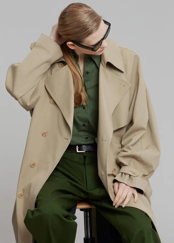 Clothing WomenMen The Frankie Shop Umi Belted Trench Coat 8211 Beige