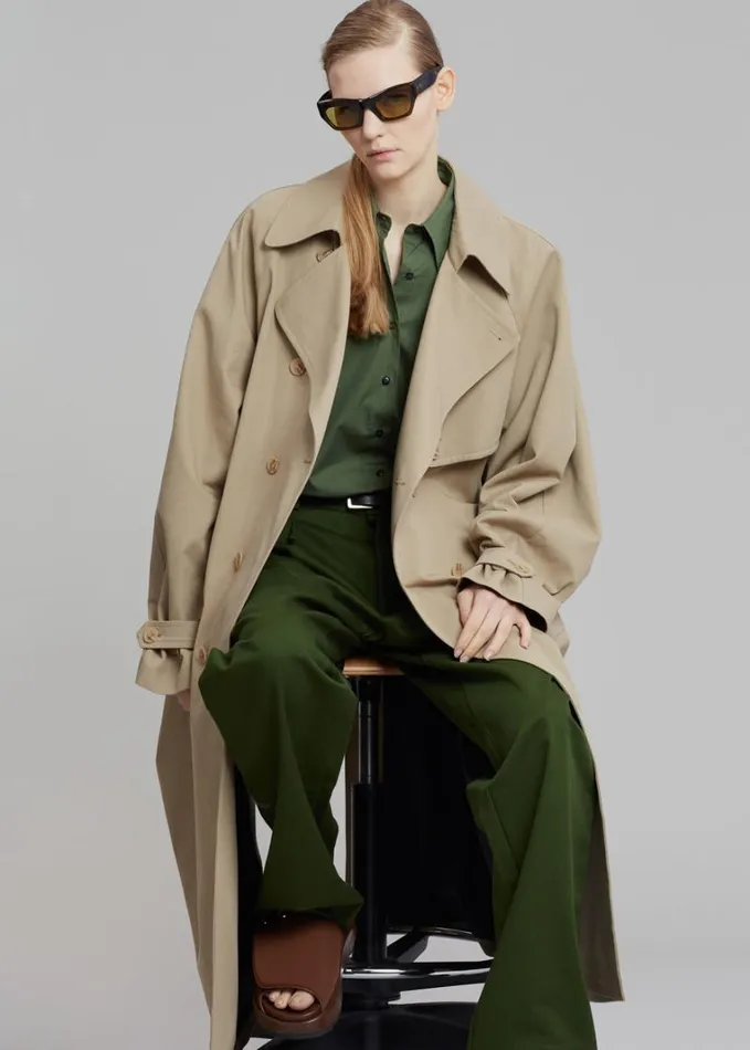 Clothing WomenMen The Frankie Shop Umi Belted Trench Coat 8211 Beige
