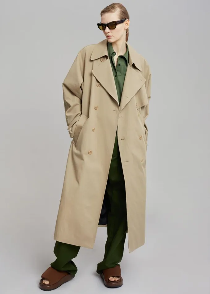 Clothing WomenMen The Frankie Shop Umi Belted Trench Coat 8211 Beige