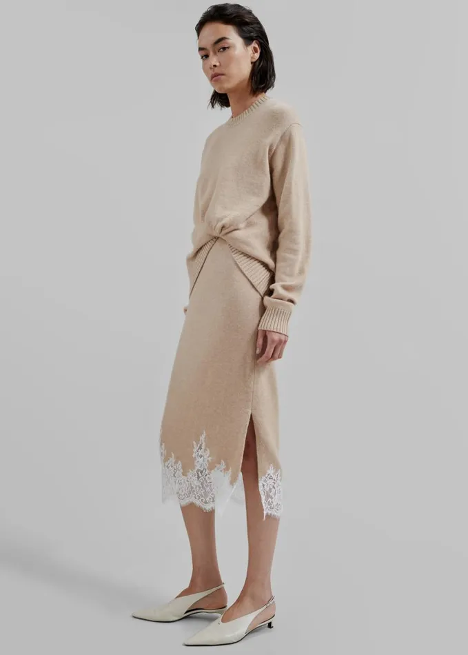 Clothing Women The Frankie Shop 31 Philip Lim Long Sleeve Draped Knit Dress 8211 Beige
