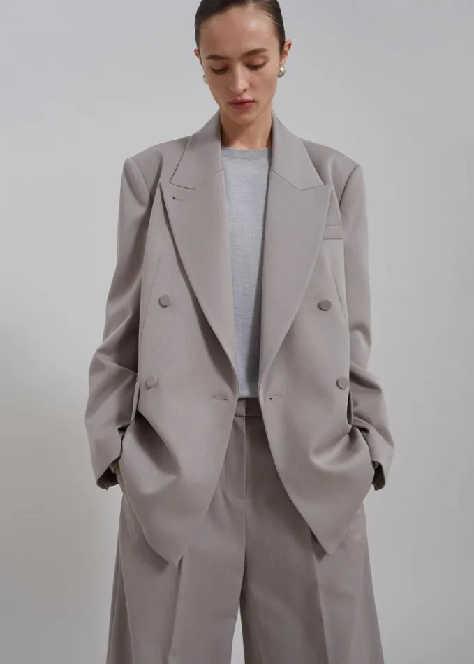 Clothing Women The Frankie Shop Adair Double Breasted Blazer 8211 Grey