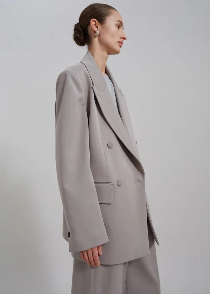 Clothing Women The Frankie Shop Adair Double Breasted Blazer 8211 Grey