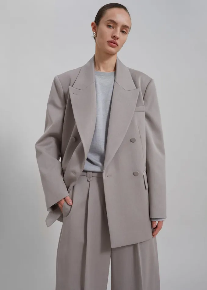 Clothing Women The Frankie Shop Adair Double Breasted Blazer 8211 Grey