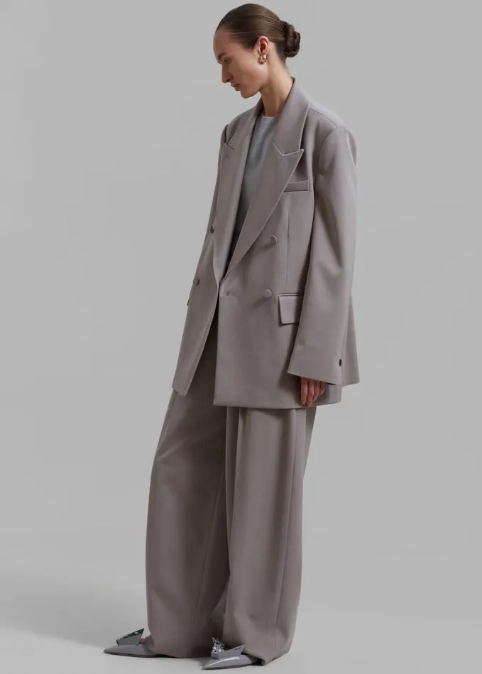 Clothing Women The Frankie Shop Adair Double Breasted Blazer 8211 Grey