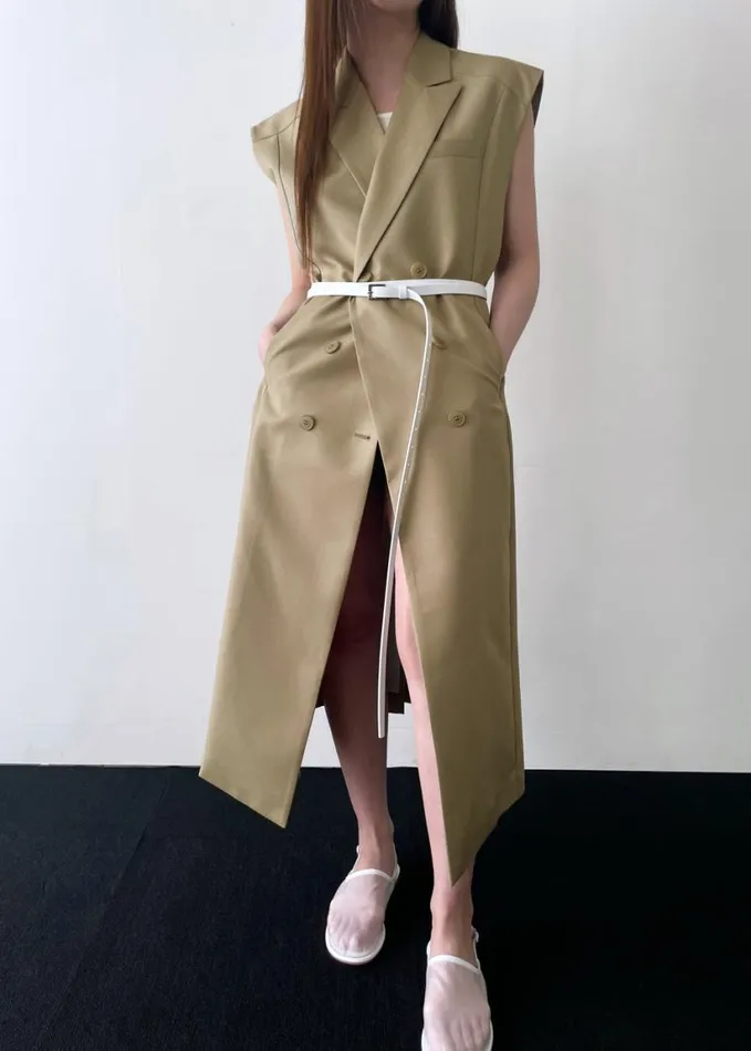 Clothing Women The Frankie Shop Alynn Vest Dress 8211 Khaki