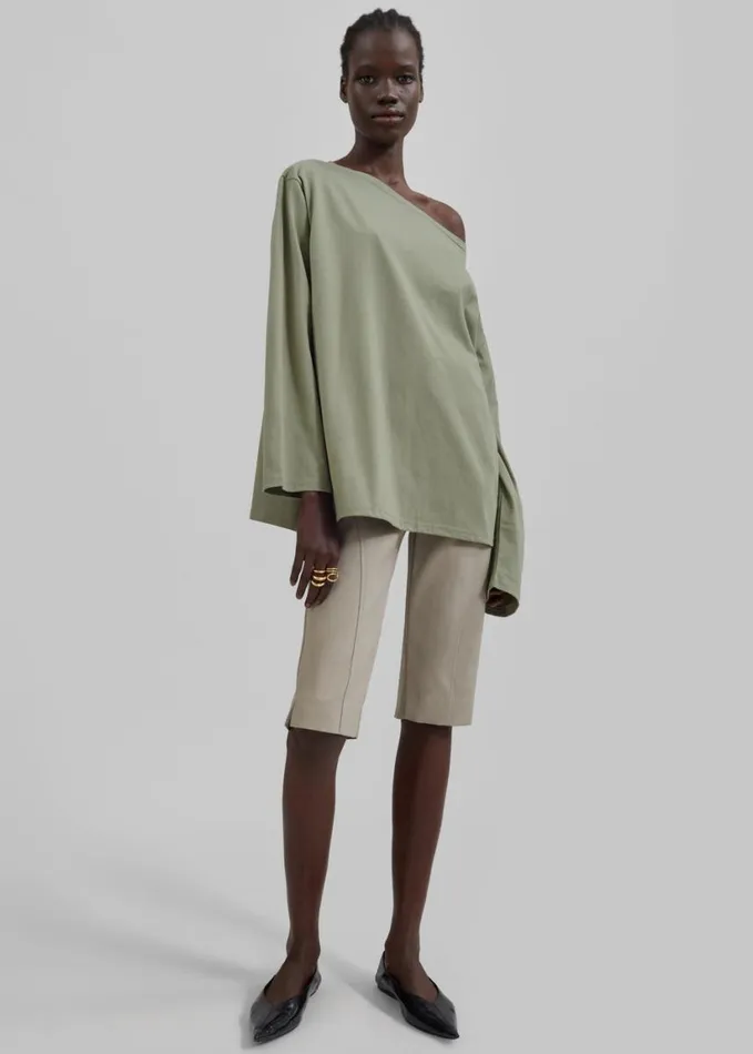 Clothing Women The Frankie Shop Apollo Long Sleeve Tee 8211 Khaki