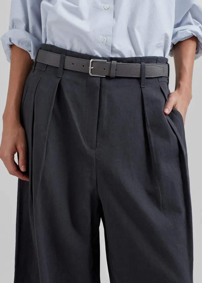 Clothing Women The Frankie Shop Branson Cotton Wide Pants 8211 Charcoal
