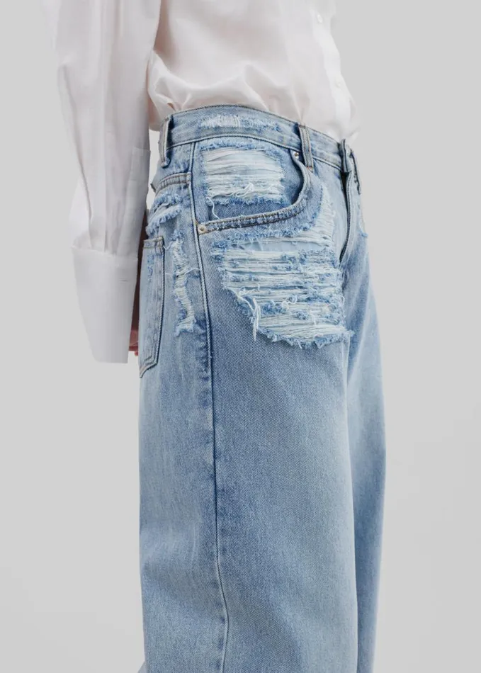 Clothing Women The Frankie Shop Ceres Ripped Jeans 8211 Worn Wash