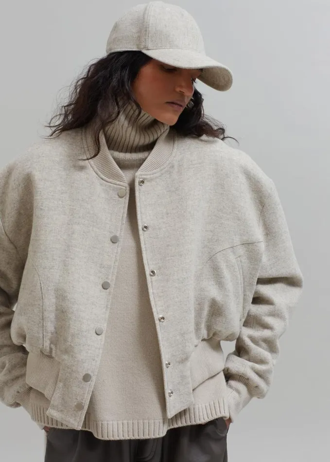 Clothing Women The Frankie Shop Debbie Wool Bomber 8211 Taupe Melange