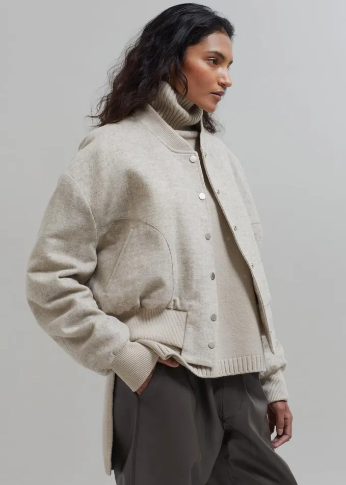 Clothing Women The Frankie Shop Debbie Wool Bomber 8211 Taupe Melange