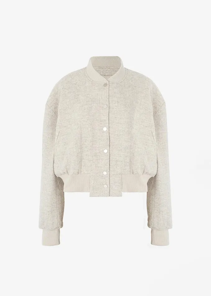 Clothing Women The Frankie Shop Debbie Wool Bomber 8211 Taupe Melange
