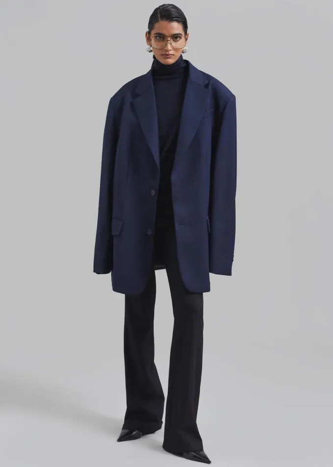 Clothing Women The Frankie Shop Dee Maxi Oversized Blazer 8211 Navy