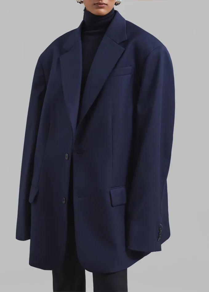 Clothing Women The Frankie Shop Dee Maxi Oversized Blazer 8211 Navy