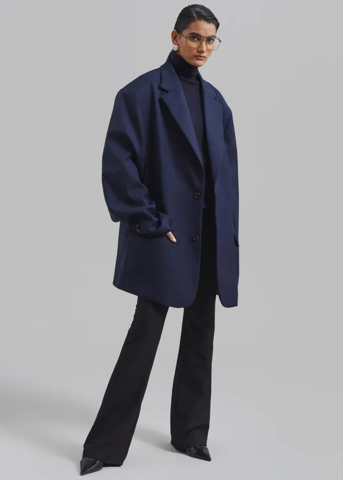 Clothing Women The Frankie Shop Dee Maxi Oversized Blazer 8211 Navy