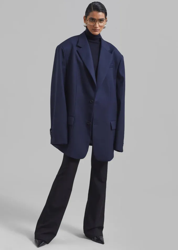 Clothing Women The Frankie Shop Dee Maxi Oversized Blazer 8211 Navy