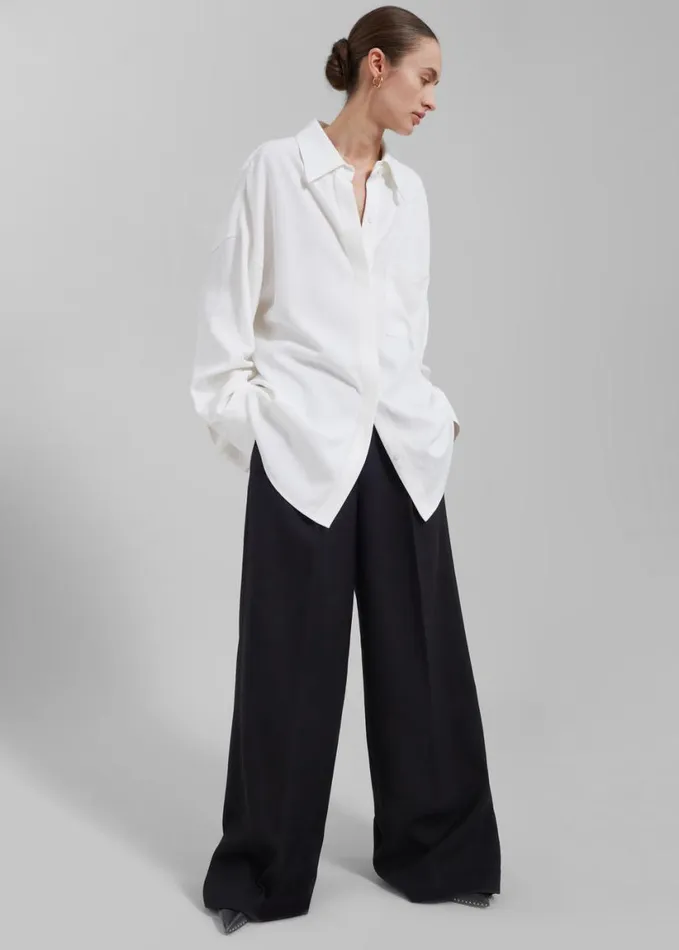 Clothing Women The Frankie Shop Della Midweight Button Up Shirt 8211 White