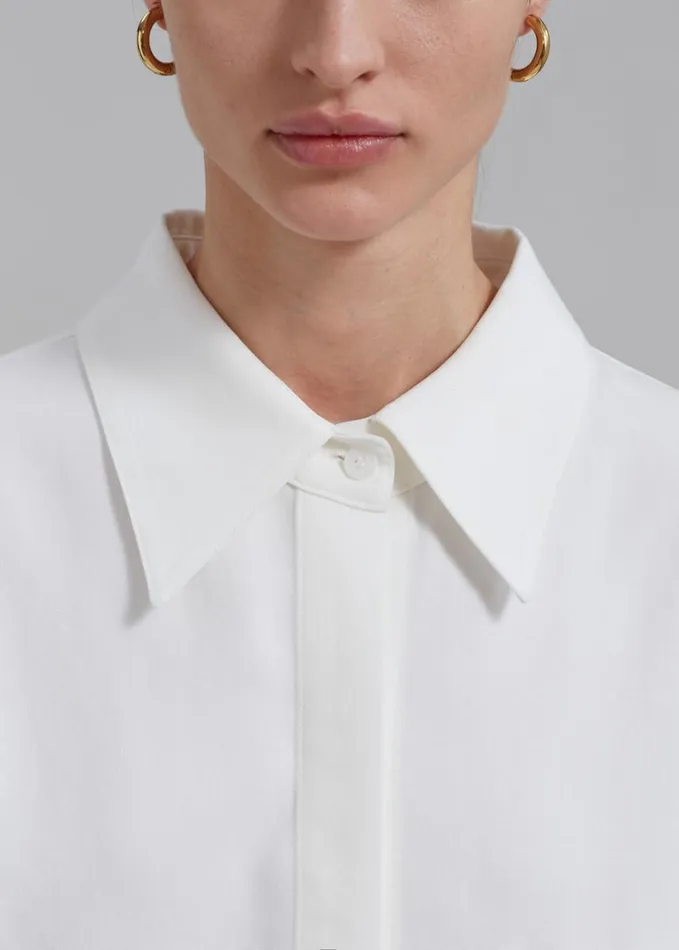 Clothing Women The Frankie Shop Della Midweight Button Up Shirt 8211 White