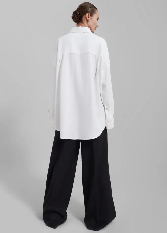 Clothing Women The Frankie Shop Della Midweight Button Up Shirt 8211 White