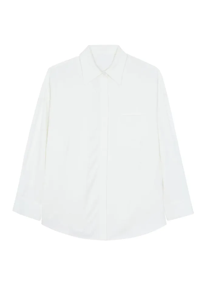 Clothing Women The Frankie Shop Della Midweight Button Up Shirt 8211 White