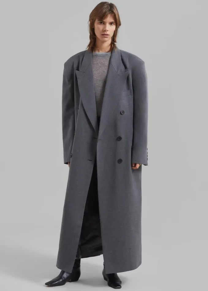 Clothing Women The Frankie Shop Delphina Long Coat 8211 Grey