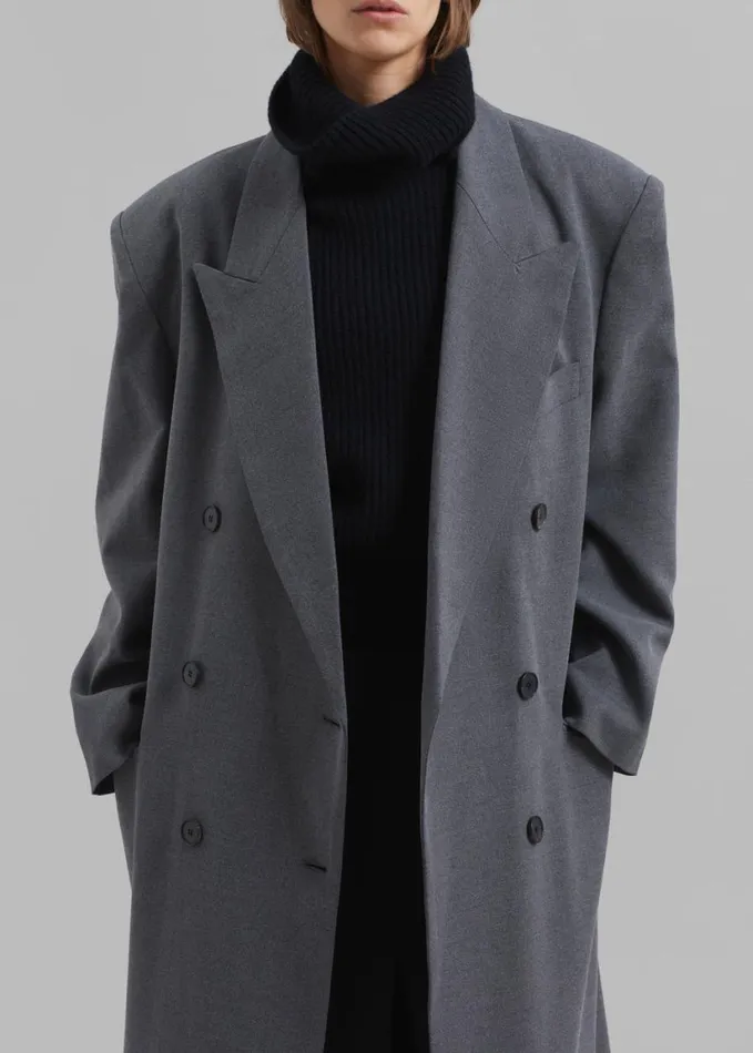 Clothing Women The Frankie Shop Delphina Long Coat 8211 Grey