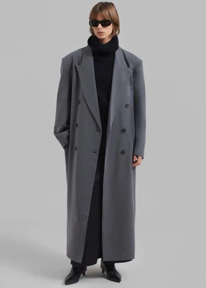 Clothing Women The Frankie Shop Delphina Long Coat 8211 Grey