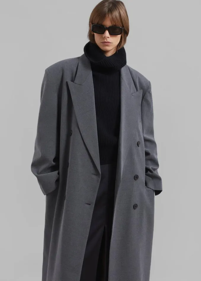 Clothing Women The Frankie Shop Delphina Long Coat 8211 Grey