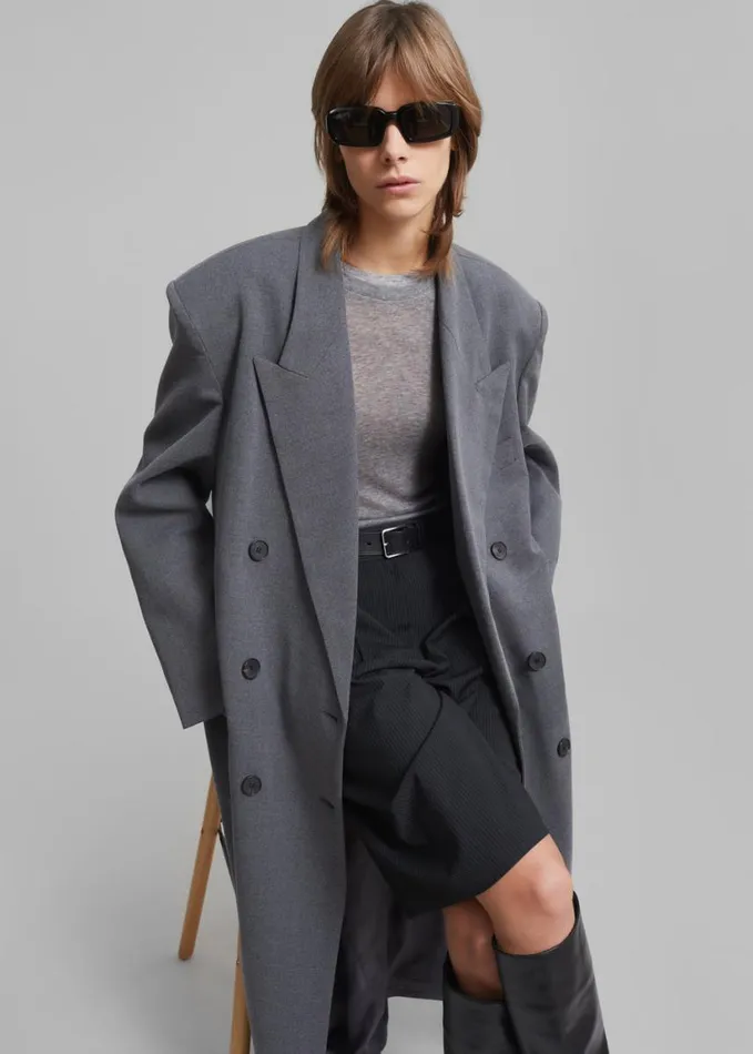 Clothing Women The Frankie Shop Delphina Long Coat 8211 Grey