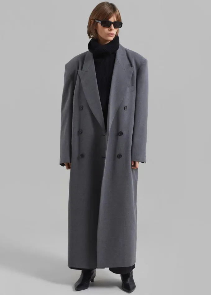 Clothing Women The Frankie Shop Delphina Long Coat 8211 Grey