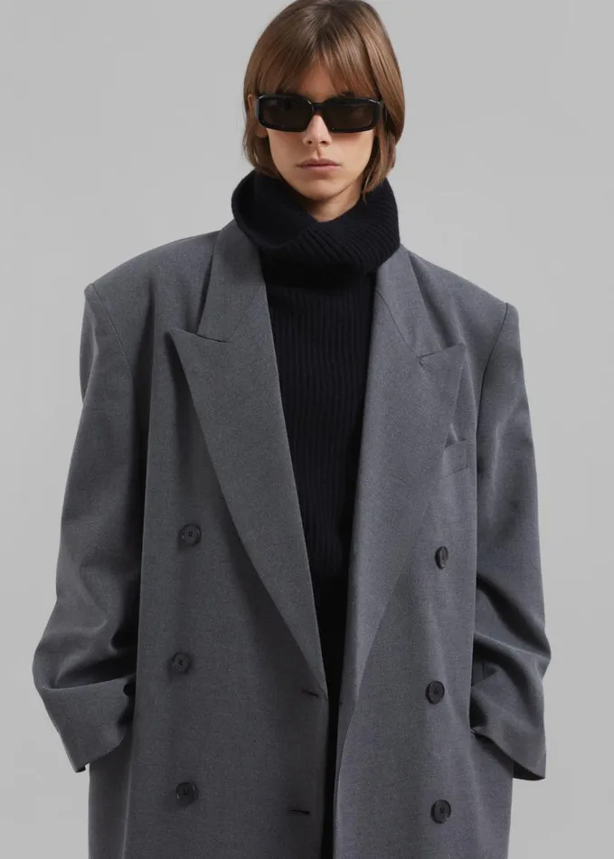 Clothing Women The Frankie Shop Delphina Long Coat 8211 Grey
