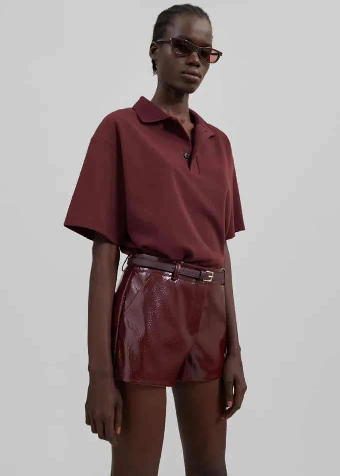 Clothing Women The Frankie Shop Dianne Polo Shirt 8211 Burgundy