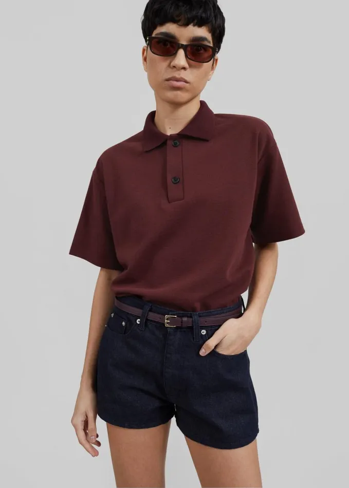 Clothing Women The Frankie Shop Dianne Polo Shirt 8211 Burgundy